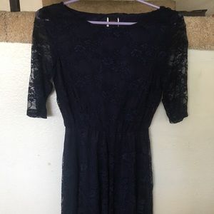 Long sleeve navy blue dress